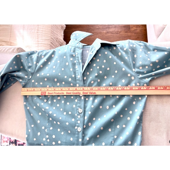 SAMANTHA SUNG Audrey Dress in Seafoam Blue White Dot Print - 4 - Picture 7 of 11